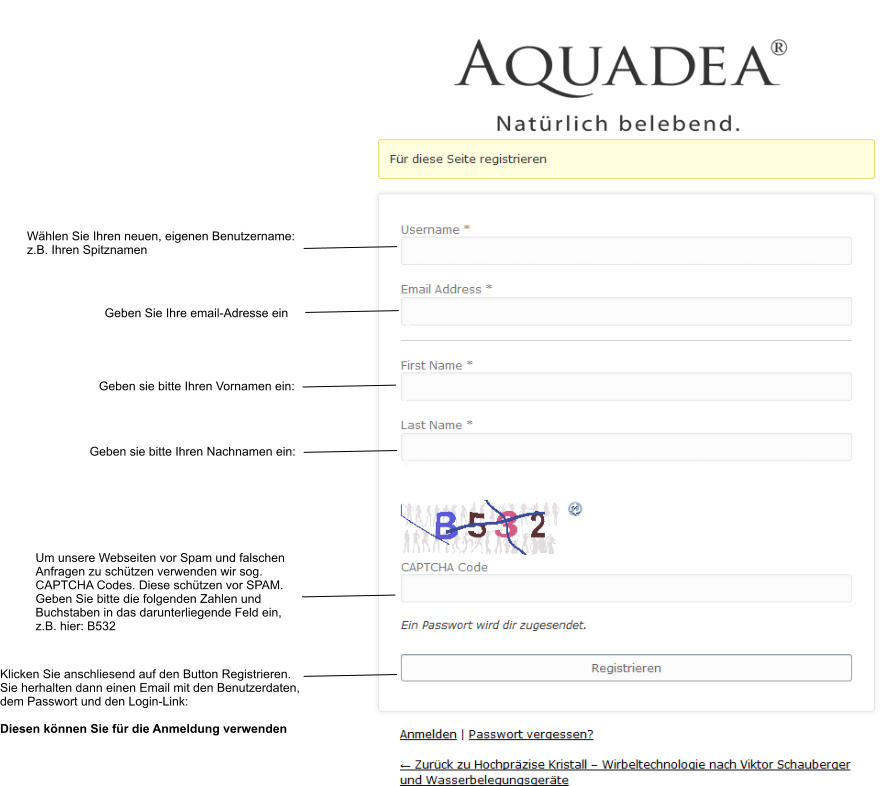 aquadea-registrierung